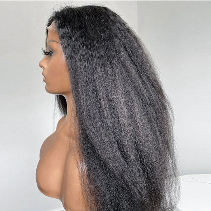 Kinky Straight 4x4 5x5 6x6 7x7 Transparent Closure Wig - 图片 4